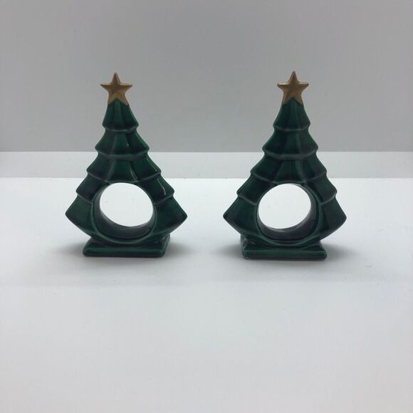 𝅺christmas napkin holders tree set of 2 1978 - Picture 1 of 3